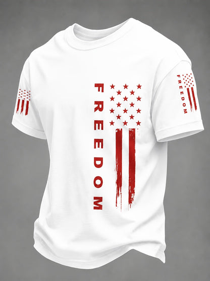 Men's Patriotic T-Shirt - Round Neck Short Sleeve Travel Style