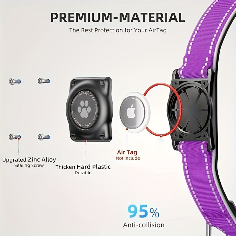 Reflective Dog Collar with AirTag Holder – Padded Durable Collar for Small, Medium & Large Dogs | S, M, L, XL | 6 Colors