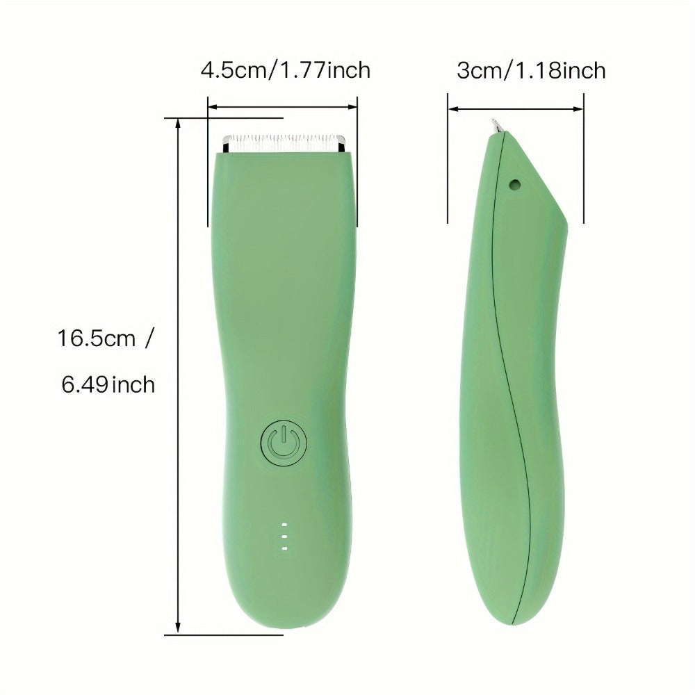 Electric Body Hair Trimmer for Women and Men with Replaceable Ceramic Blades — USB Rechargeable IPX5 Waterproof Pubic Groin Bikini Trimmer Painless Sensitive Skin Hair Shaver