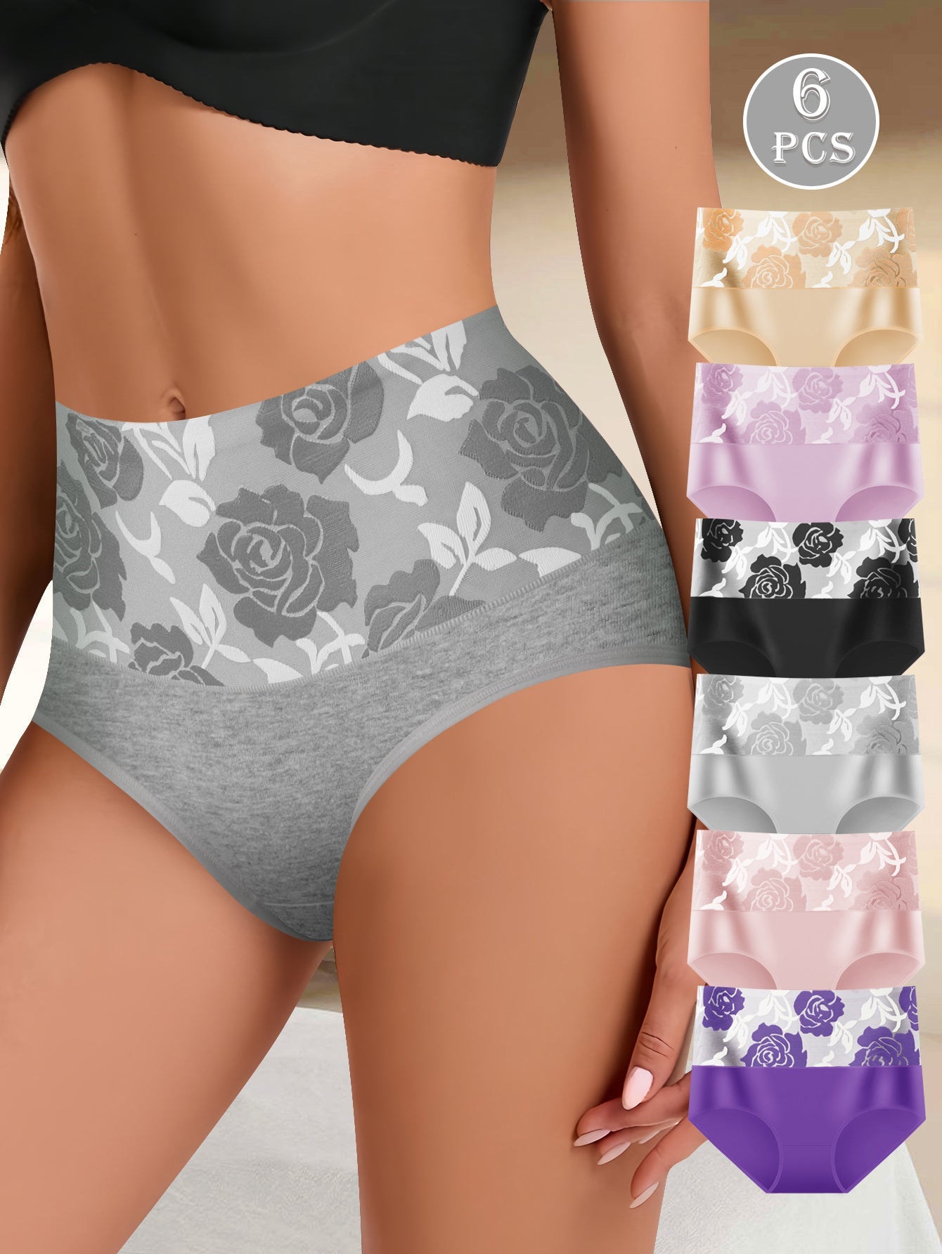 Women’s 6-Pack High-Waist Shapewear Briefs - Tummy Control Support - Style 3125