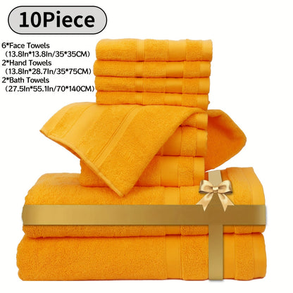 Cotton Bath Towel Set 6/10 Piece - 100% Pure Cotton Large Bath Towels for Women & Men, Highly Absorbent Quick Dry Spa Hotel Quality Towels for Bathroom, Bedroom, Gym, Pool & Travel, Soft Fluffy Luxury Towel Sets