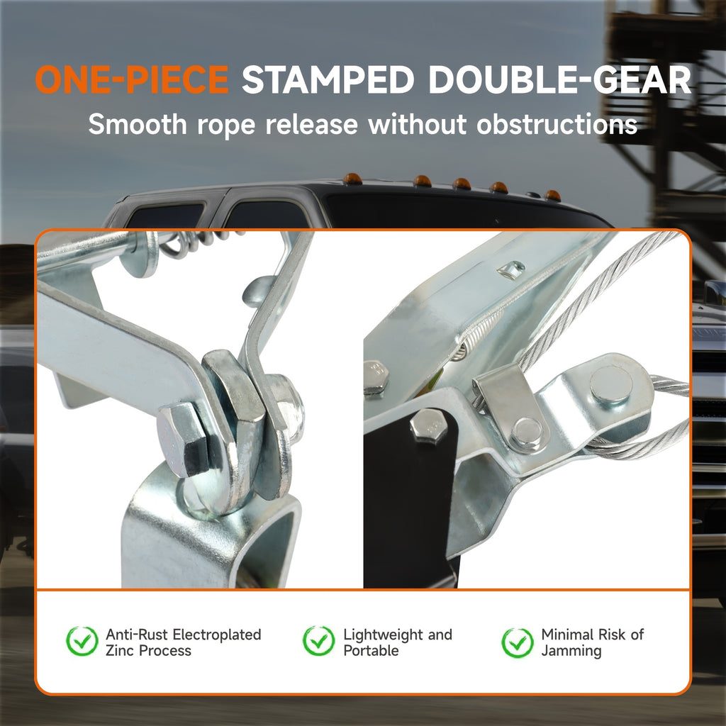 Manual Winch, Heavy-duty Cable Puller, Cargo Binding and Securing Straps (with 2 Hooks), Manual Winch and Wire Rope Cable Puller, Portable Tire Reinforcement Winch Manual Trailer, Equipment Transportation Material Cable Puller