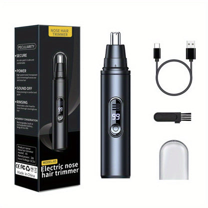 Nose Hair Trimmer Electric Painless 3-in-1 USB Rechargeable with LED Display – Trims Nose Ear Hair Eyebrows Waterproof Grooming Device for Men Women