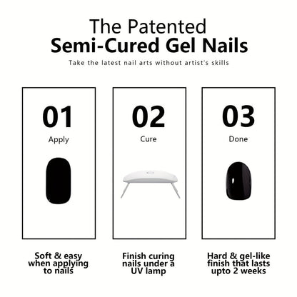 Semi Gel Nail Polish Stickers Kit 20Pcs with 12W LED Nail Lamp 8-Bead Curing Light Full-Wrap Nail Stickers 2nd Gen Soft Gel Tips White French Manicure Complete Set for Women Beginners Home DIY