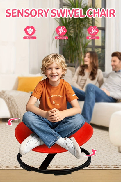 Kids Sit & Spin Sensory Chair – Sturdy Motor Skills Trainer for Therapeutic Sensory Play, Indoor & Outdoor Use, Ages 3+ | Red, Blue, Pink | Great for ADHD & Sensory Processing