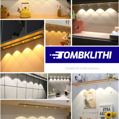 Motion Sensor LED Cabinet Light USB Rechargeable Dimmable Night Light Gesture Control 3 Modes Wireless Under Cabinet Lighting for Kitchen Bedroom Stairs Closet Reading Bedside 2pcs 3pcs