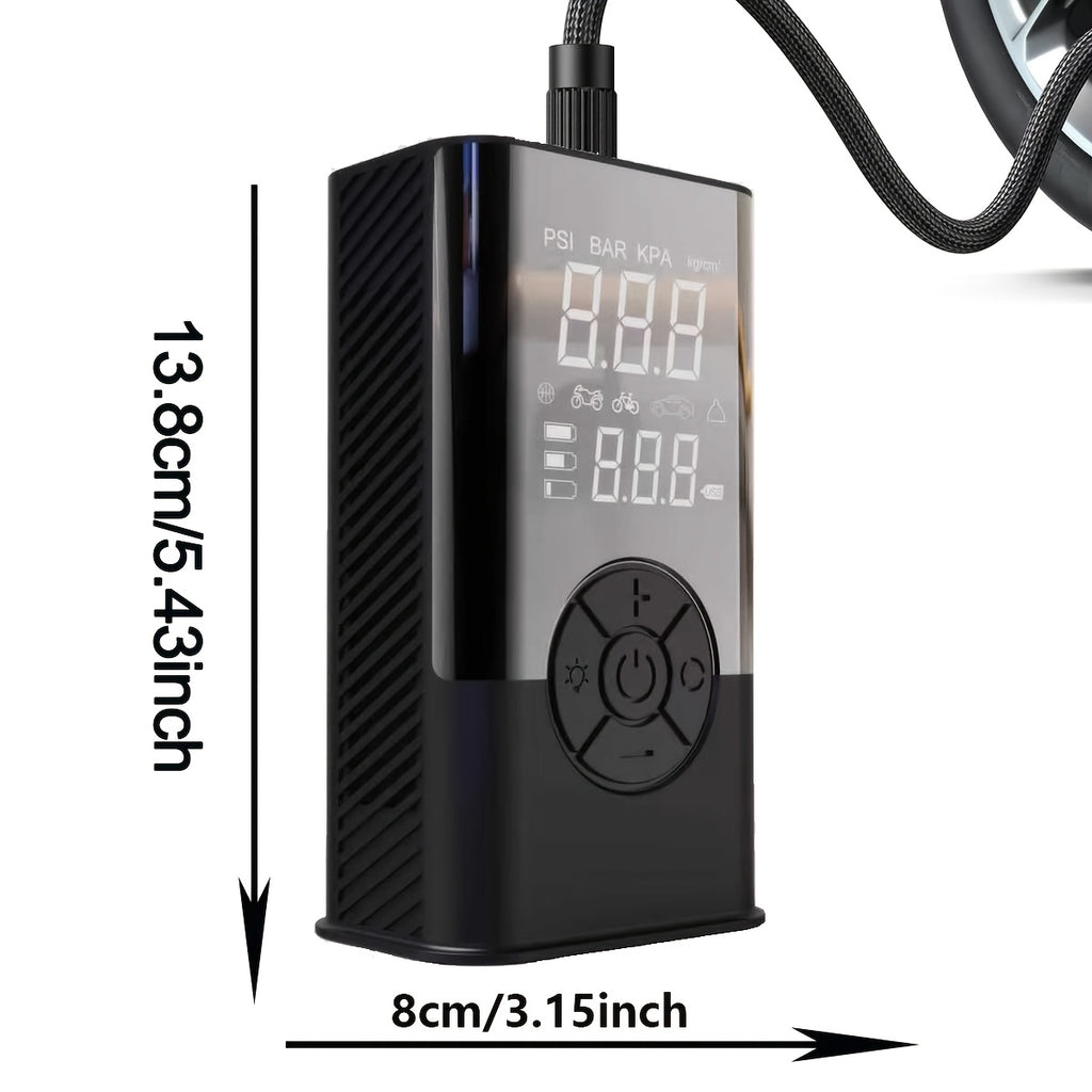 Portable Tire Inflator with Digital Pressure Gauge, Car Tire Pump, 2026 New Model, 180PSI, Rechargeable Battery, LED Light, Cordless Air Pump, Wireless Bicycle Tire Pump, Suitable for Cars, Motorcycles, Bicycles, Balls, Etc.