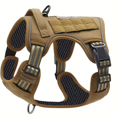No-Pull Dog Harness Military Style Reflective Vest with Control Handle – Tactical Dog Harness for Training & Service Dogs, S/M/L/XL, Black, Dark Violet, Khaki, Grey, Yellowish-Brown