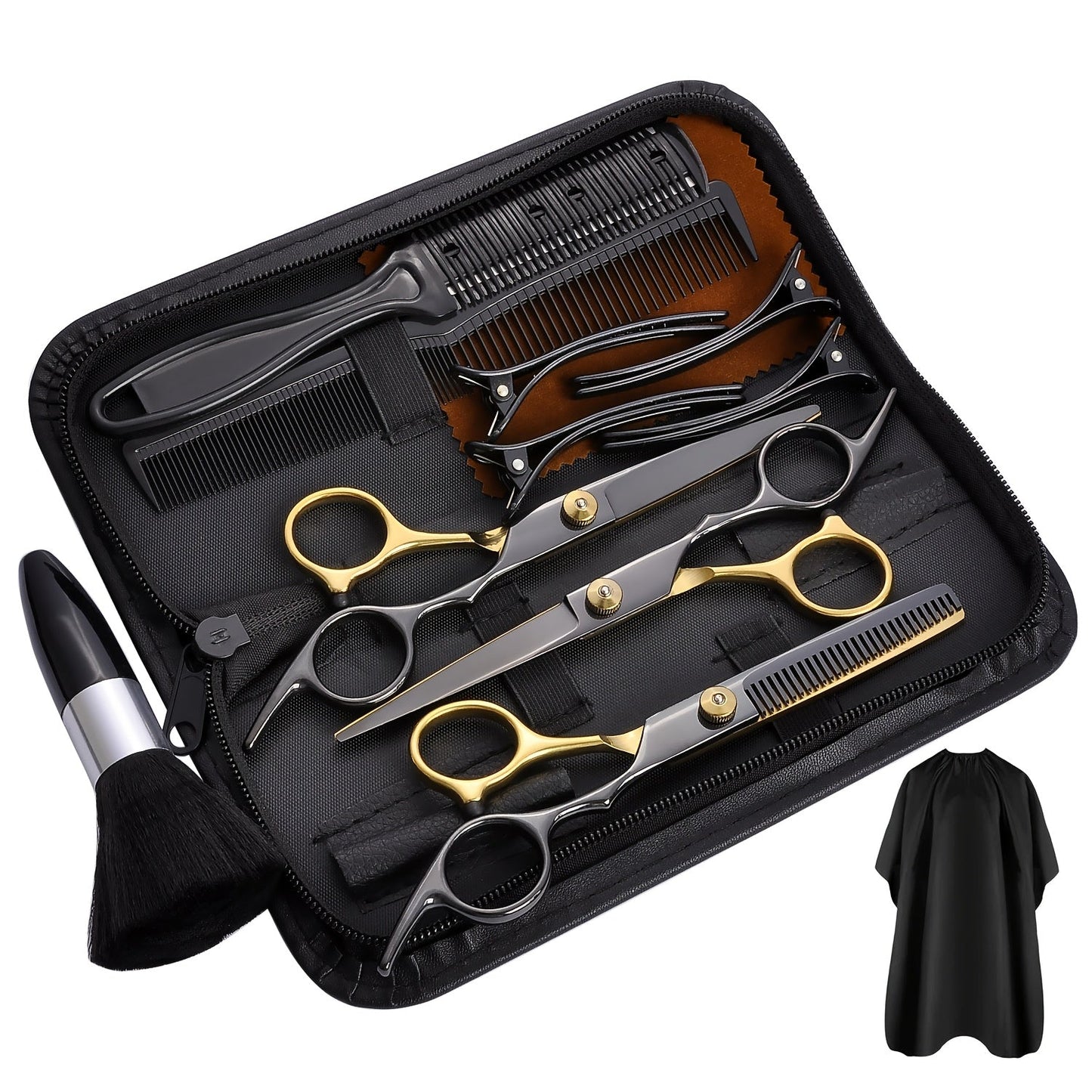 Hair Cutting Scissors Kit 13 Piece - Professional Barber Shears Set with Thinning Shears, Blending Scissors & Accessories, Complete Salon Home Haircut Kit for Men & Women All Hair Types