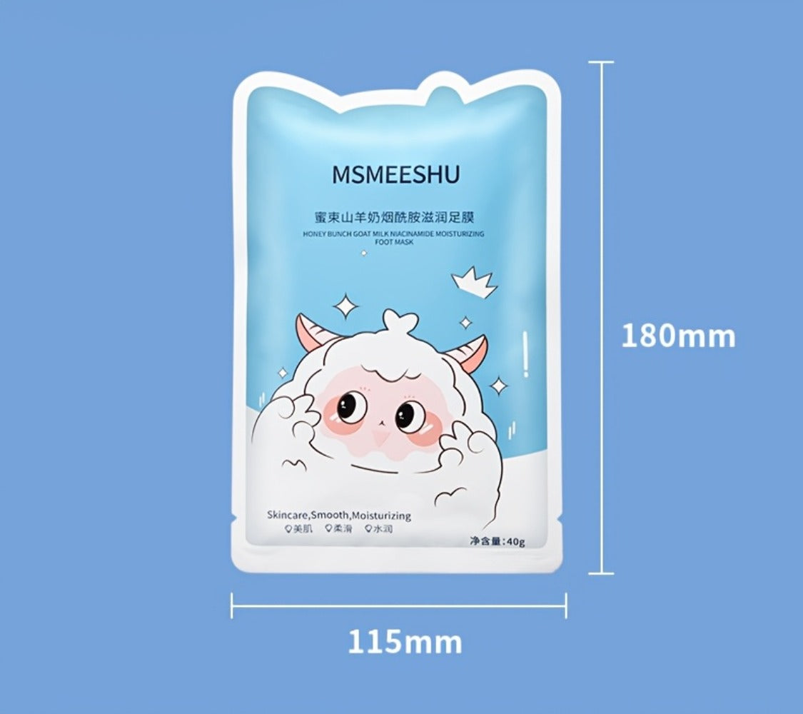 Moisturizing Foot Mask Socks with Goat Milk, Niacinamide & Ceramides — Exfoliating Cracked Heel Treatment, Hyaluronic Acid & Allantoin for Soft Smooth Feet, Hand & Foot Mask Set 10 Pairs