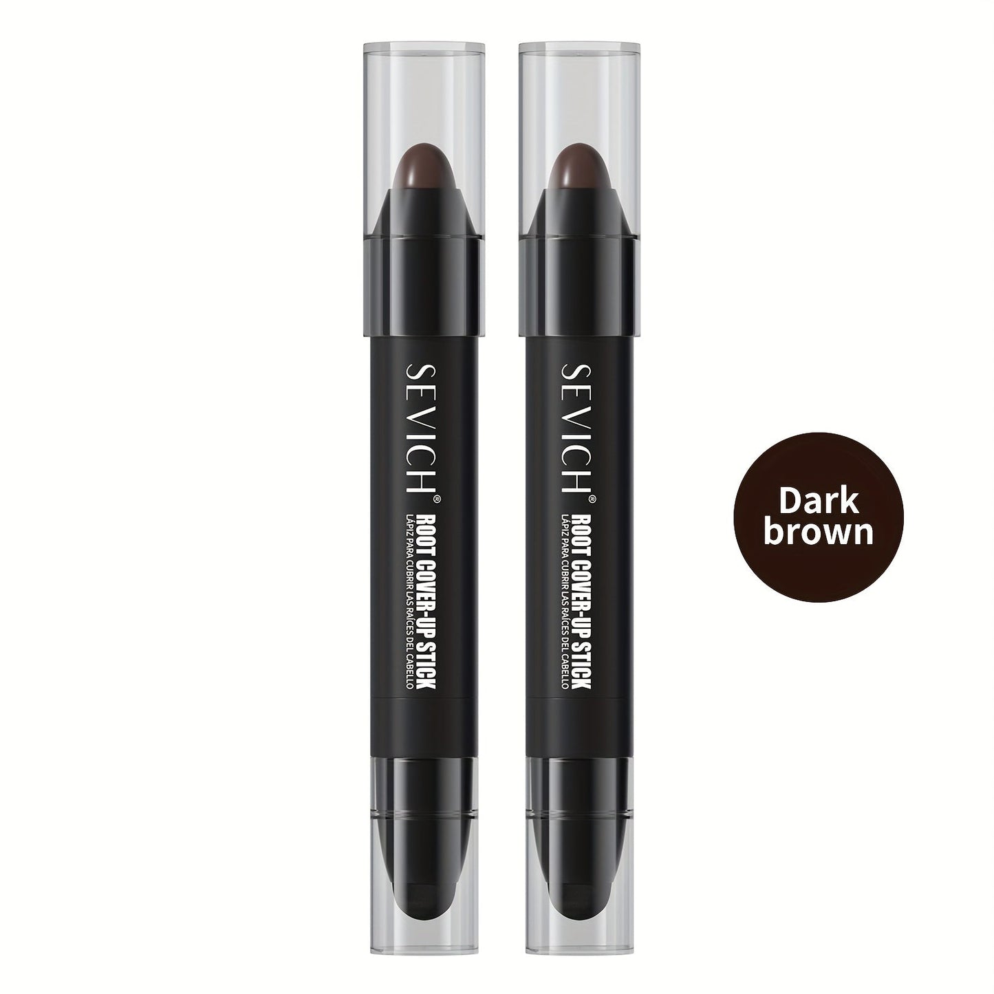 Instant Gray Root Coverage Stick for Men 2-Pack Sevich Beard & Hairline Color Pen — Hypoallergenic Sweat-Proof Water-Resistant Long-Lasting Precise Application Black & Dark Brown