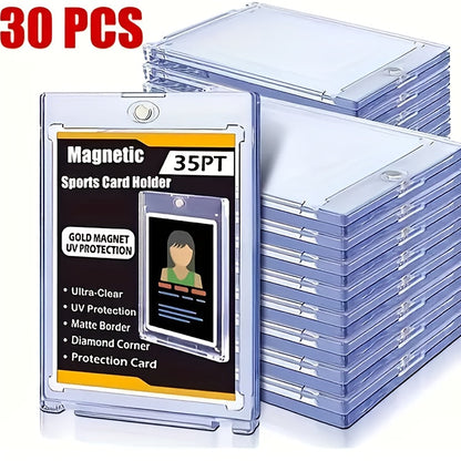 30pt Magnetic Card Holders 30/60 Pack – Clear Hard Plastic One-Touch Trading Card Cases, Protective Display Holders for Baseball, Sports, Pokemon & Game Cards, Bulk Set for Collectors