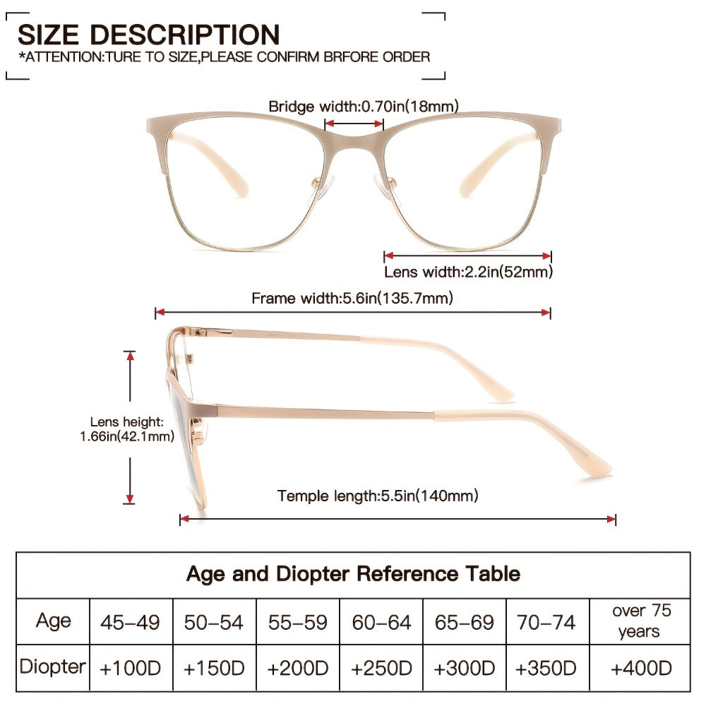 Anti Blue Light Reading Glasses 3 Pack Metal Frame Rectangular Readers – Polycarbonate Lenses, Spring Hinges, Unisex Men Women Mixed Colors, Multiple Magnification Strengths for Reading and Screen Use