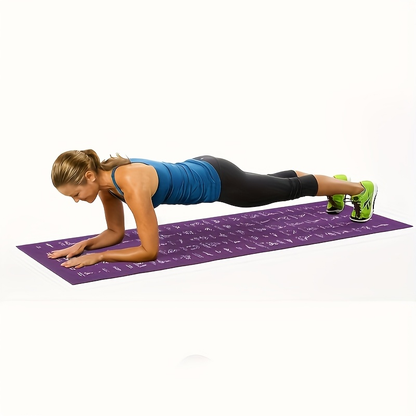 Yoga Mat with 75 Yoga Pose Illustrations & Side Storage Bag – Non-Slip Extra Thick Flexible Durable Exercise Mat for Beginners Men Women – 75 Stretching Actions Cute Printed Yoga Mat