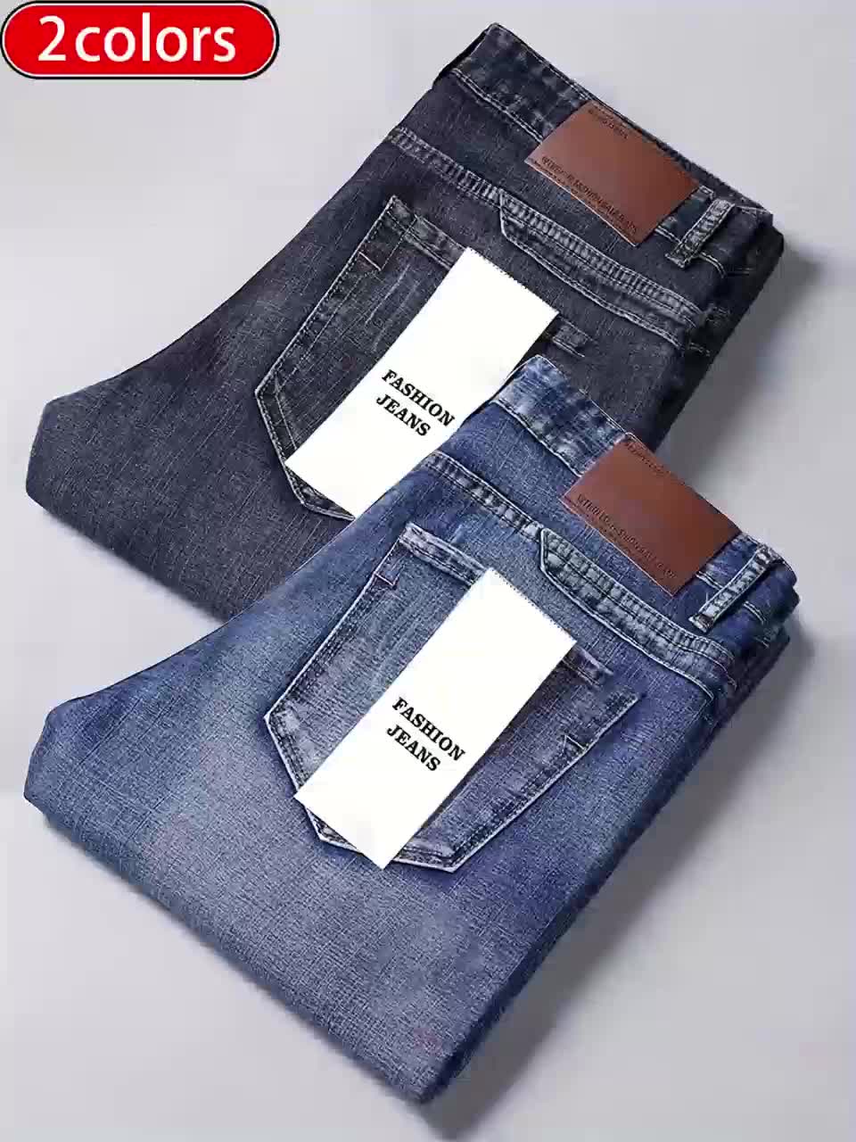 Men's Straight Leg Jeans - Classic Wash Clean Finish Travel
