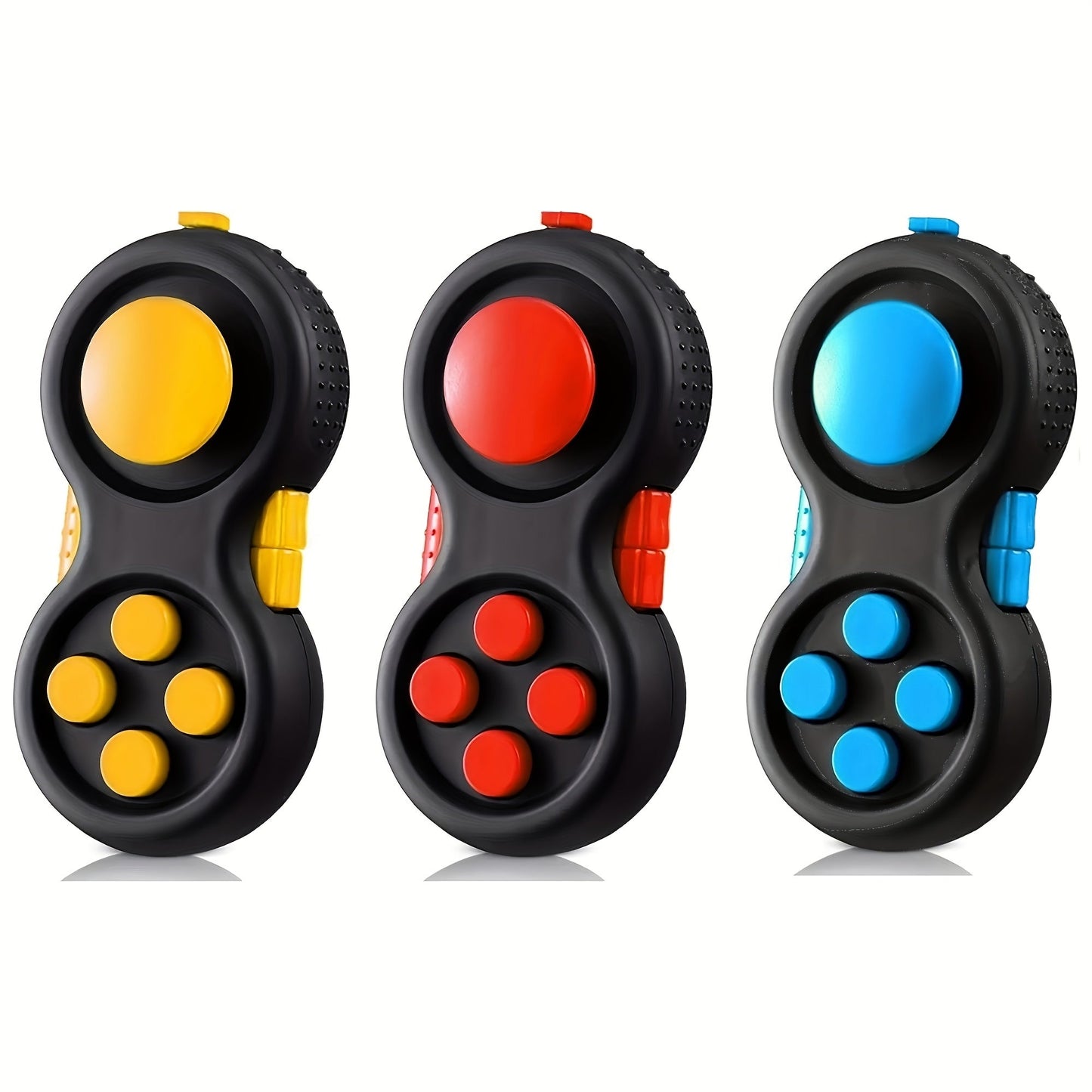 Fidget Controller Cube 3-Pack – 8 Fidget Options Stress Relief Toy for Kids Adults ADHD Anxiety | Clickable Buttons Joystick Roller Assorted Colors