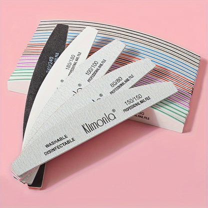 Nail File Set Professional Half Moon Rolled Sanding Strips 5 & 10 Pcs - Gray Sanding Bands for Shaping Buffing Smoothing Natural Acrylic Gel Press-On Nails - Salon Quality Nail Filing Tools for Women