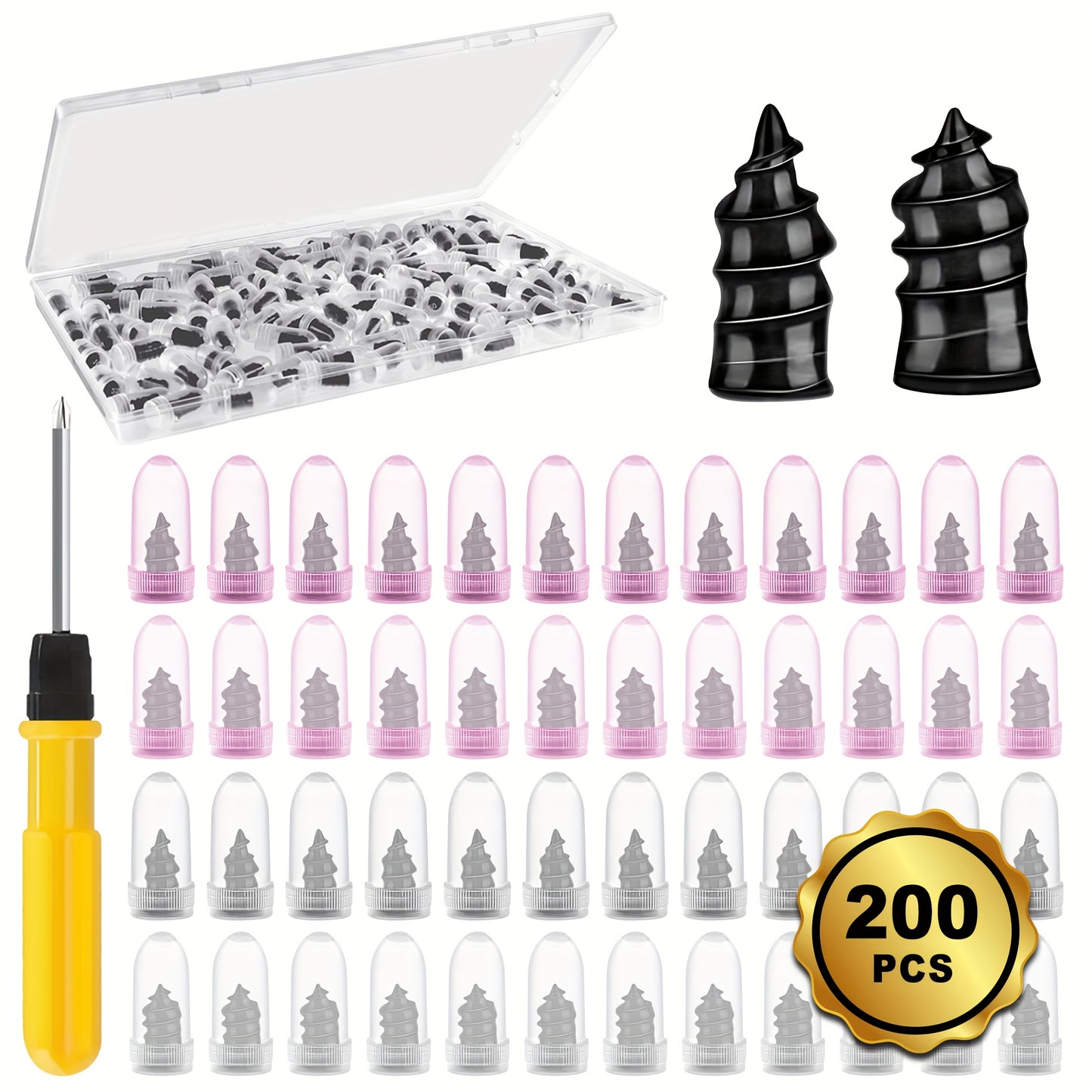 Tire Repair Nails Kit Rubber Screws – Self-Service Vacuum Tire Puncture Repair Set for Car Motorcycle ATV Truck Trailer, 120 / 200 / 300 Pcs, Screwdriver Included