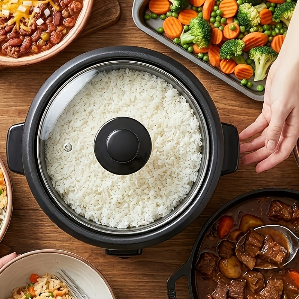 Rice Cooker Small Mini 3-Cup Uncooked 6-Cup Cooked – 1.5Qt Electric Rice Pot with Auto Keep Warm, One-Touch Operation, Oatmeal Cooker & Soup Maker for Individuals & Small Families, Black