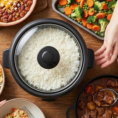 Rice Cooker Small Mini 3-Cup Uncooked 6-Cup Cooked – 1.5Qt Electric Rice Pot with Auto Keep Warm, One-Touch Operation, Oatmeal Cooker & Soup Maker for Individuals & Small Families, Black