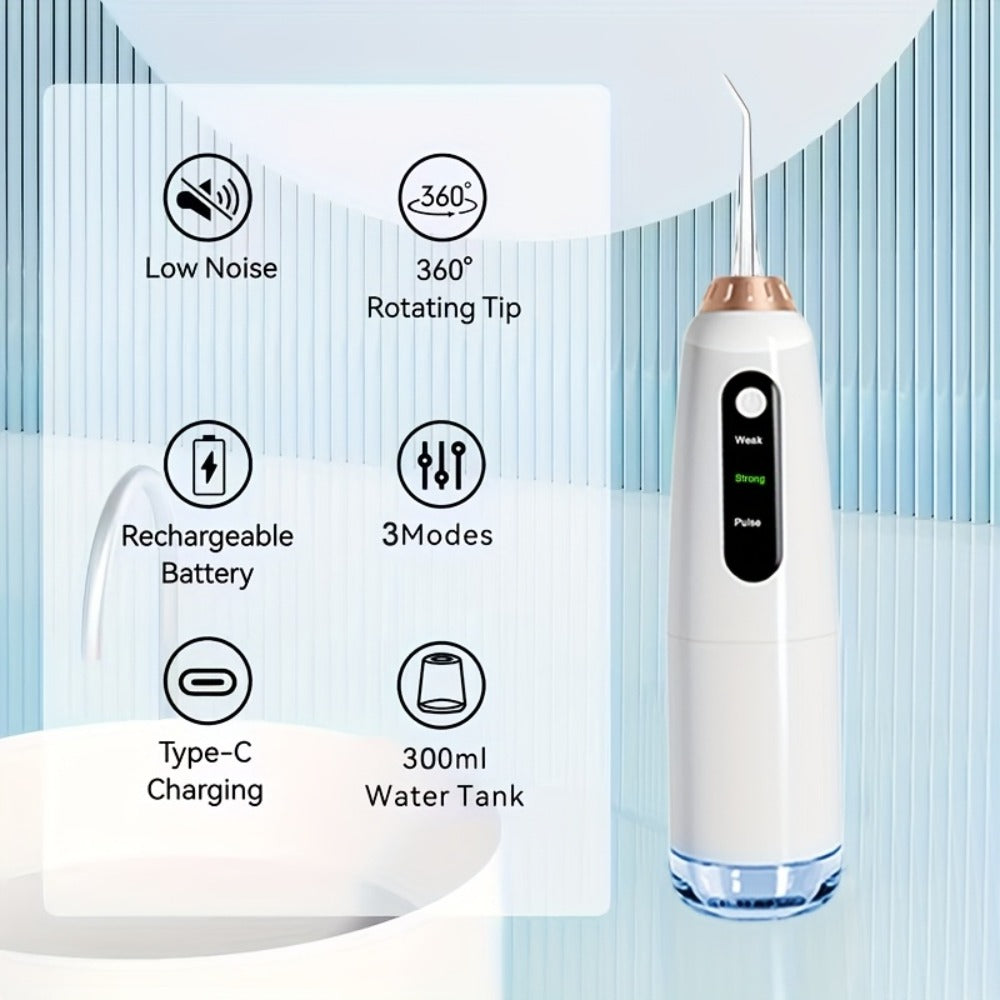 Electric Toothbrush Water Flosser Combo Set – 3 Modes USB Rechargeable Oral Care Kit with 4 Brush Heads & 4 Nozzles, 360° Rotating Flosser for Deep Clean & Gum Care