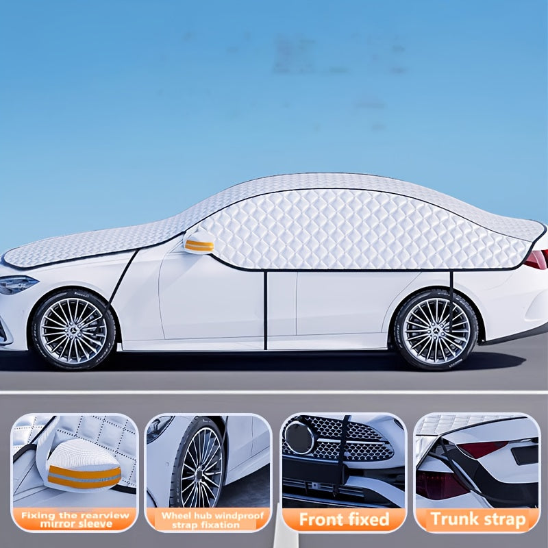 Heavy-Duty Magnetic Car Windshield Snow Cover with Quick Snow Removal, Fit for Cars/Suvs, All-Weather Oxford Cloth Winter Protector, Scratch-Resistant Glass And Rearview Mirror Strips, Full-Coverage Snow Shield (No-Scratch)
