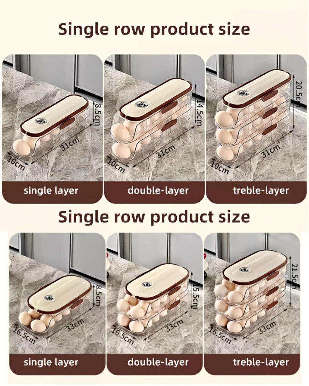 Egg Organizer for Refrigerator, Multi-Layer Auto-Rolling Egg Rack with Large Capacity – Space-Saving Egg Storage Dispenser for Fridge, Cabinet & Countertop, Ideal for Busy Families