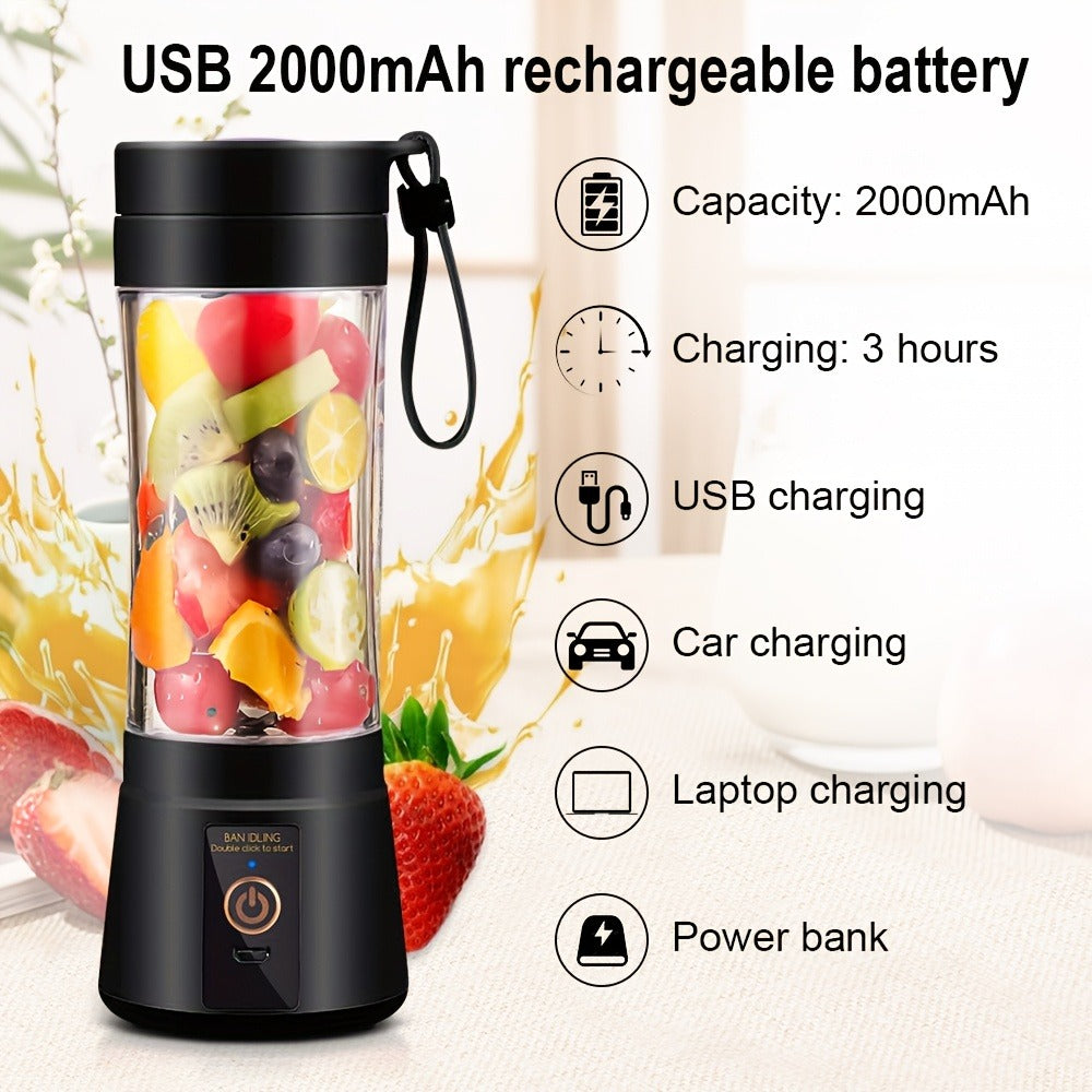 Portable Blender Cup USB Rechargeable 380ML - Mini Personal Blender with 6 Blades for Smoothies, Shakes & Juice, Compact Travel Blender for Office, Gym, Picnic & Outdoor, 5 Colors