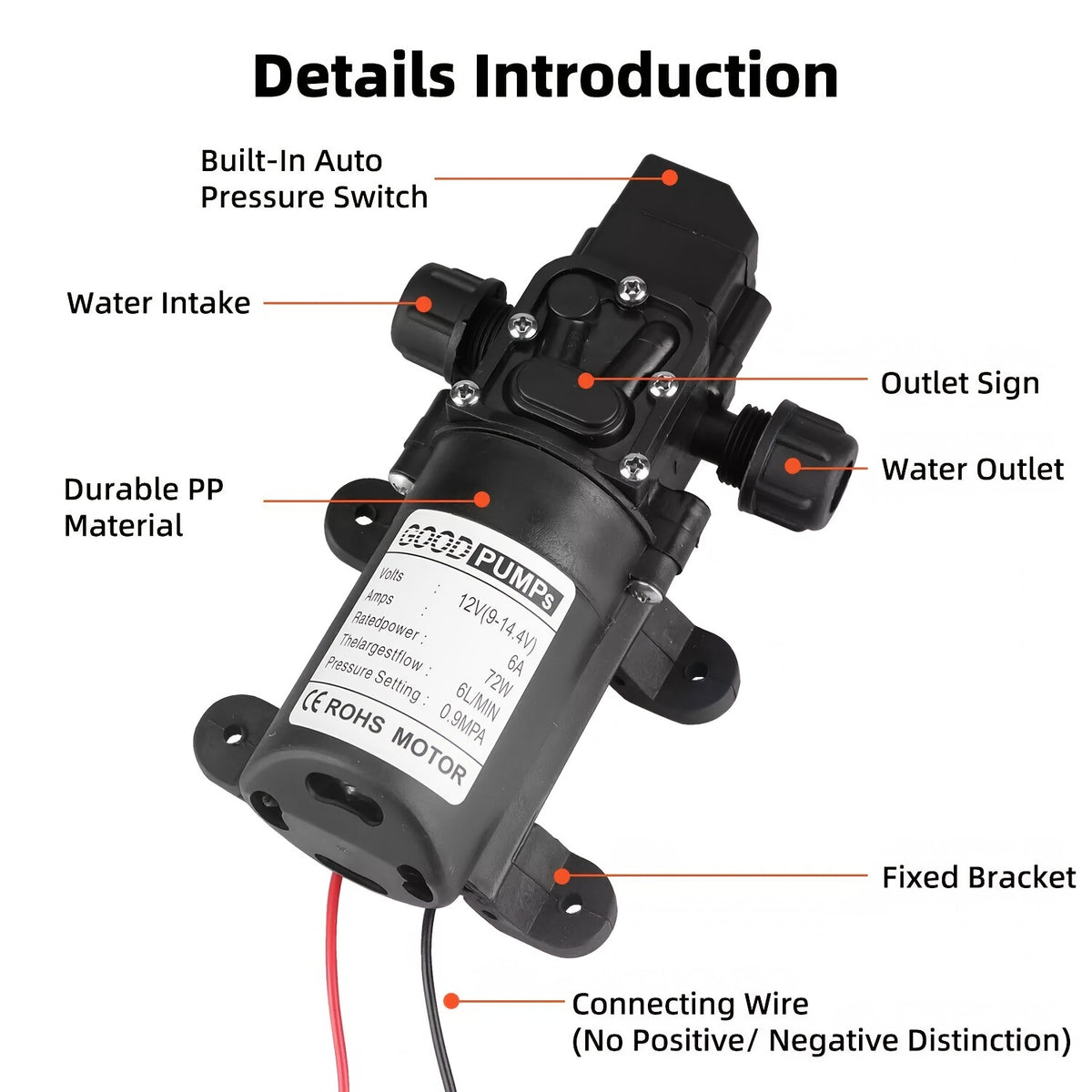 1/2/3pcs 12V Self Priming Sprayer, 130PSI High Pressure Portable Electric Water Pump, Durable ABS Material, for Camper Van, Car Wash, Tap Water Pressurization, Fish Tank, Bath, RV, And More, Without Battery