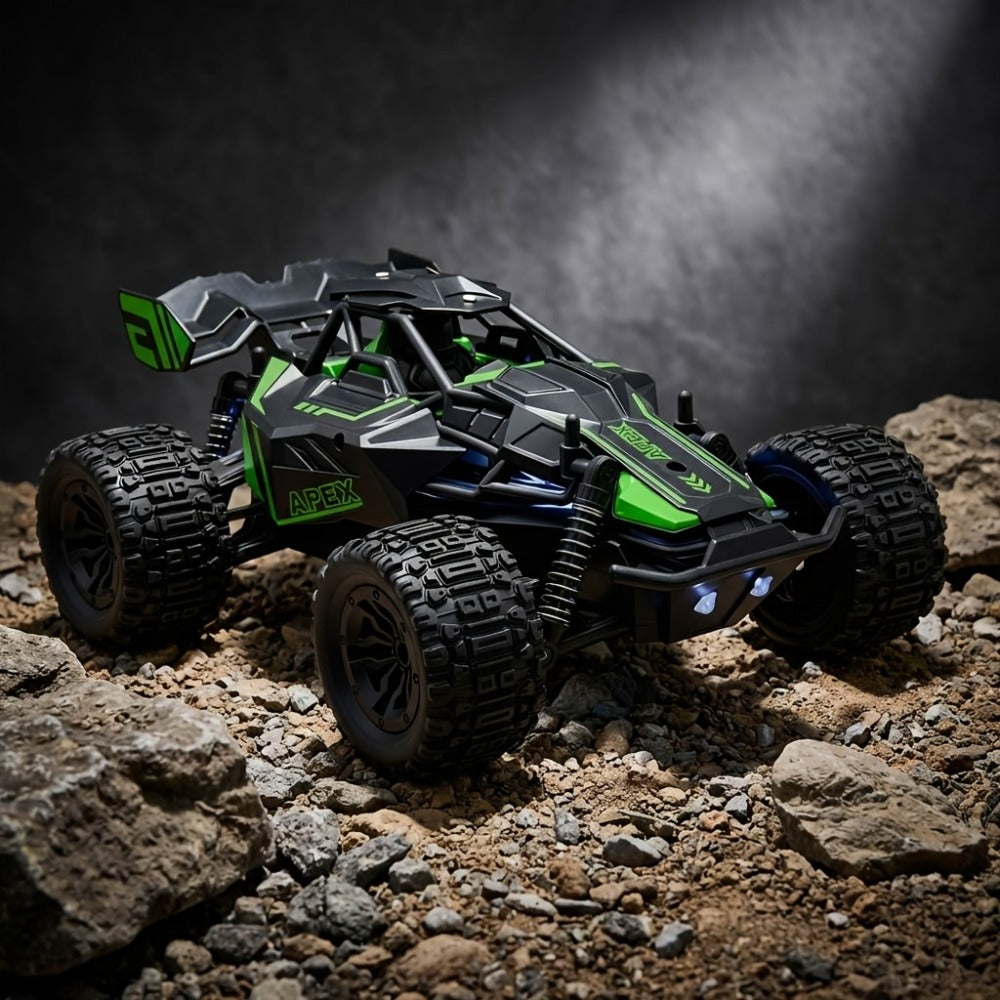 RC Monster Truck 1:20 Scale 4WD with LED Headlights – 2.4GHz All-Terrain Off-Road Remote Control Car, High-Speed Amateur RC Vehicle, Birthday Gift for Boys, Fast & Furious Green Yellow Red