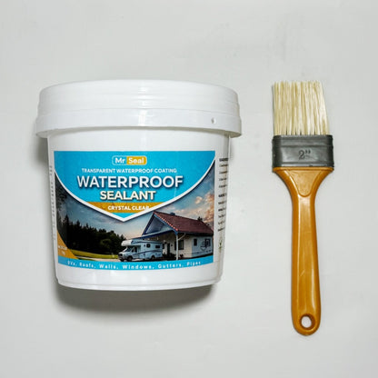 Clear Waterproof Sealant 1000g - Transparent Adhesive for Roof, RV, Wall, Pipe & Tile Leak Repair, Indoor & Outdoor, Includes Brush