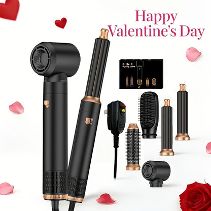 5-in-1 Hair Dryer Brush Set – Blow Dryer Brush with Curl, Straighten, Volumize & Smooth, Hot Air Styler for All Hair Types, Professional Styling Wand