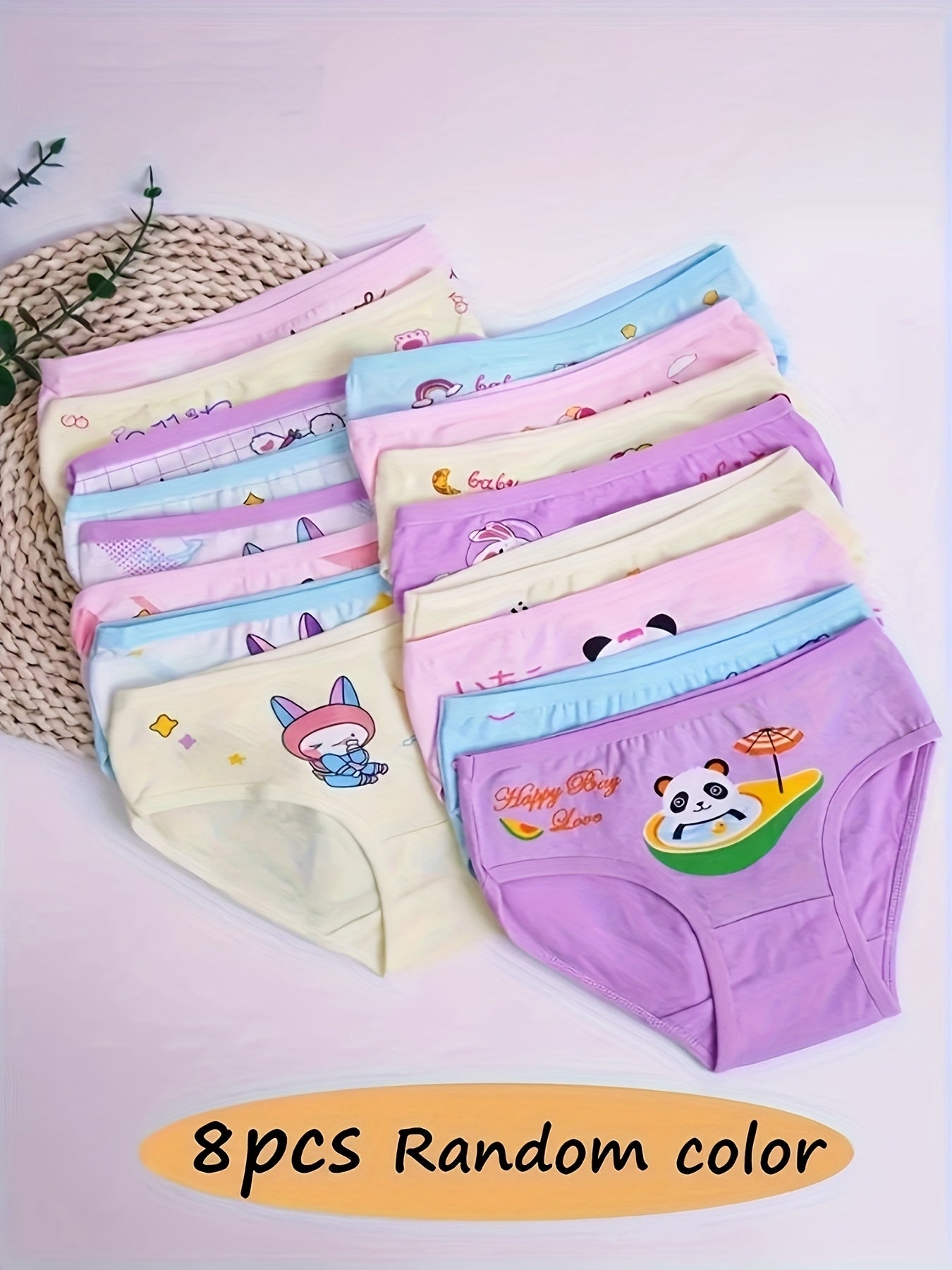 Girls' Cotton Briefs - Assorted Cute Cartoon Prints