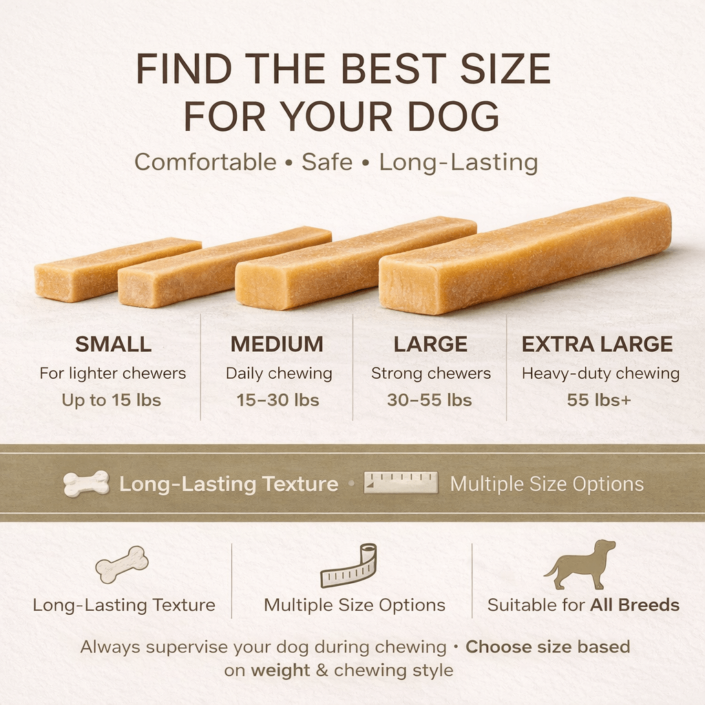 Himalayan Yak Cheese Dog Chews – Long-Lasting Hard Chew Treats, High Protein & Limited Ingredients, Natural Dental Chew for All Dog Sizes, Small / Medium / Extra Large (Single or 4-Pack)