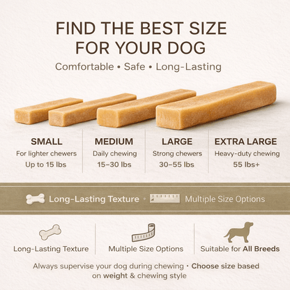 Himalayan Yak Cheese Dog Chews – Long-Lasting Hard Chew Treats, High Protein & Limited Ingredients, Natural Dental Chew for All Dog Sizes, Small / Medium / Extra Large (Single or 4-Pack)