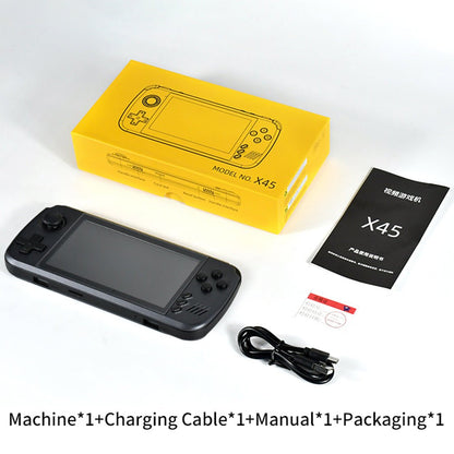 Powkiddy X39 PRO Handheld Game Console – 4.5" IPS 854×480 5600+ Preloaded Games HDMI Output Dual Player 3000mAh Linux Retro Gaming System