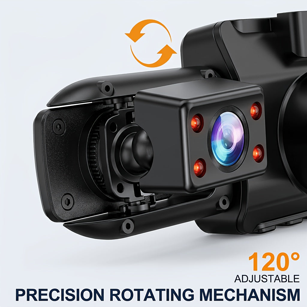 Multi-Angle Dash Cam with Four Lenses (Front, Rear, Left, Right), 1080P HD, Wide-Angle Lens, Night Vision, 24-Hour Parking Mode (Memory Card Not Included)