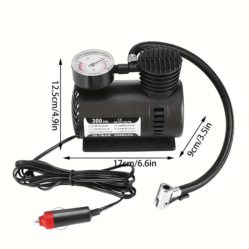 Automatic Electric Pneumatic, 300PSI 12V Mini Compressor Air Pump Electric Tire Air Inflator Pump Mini Air Compressor, Without Battery