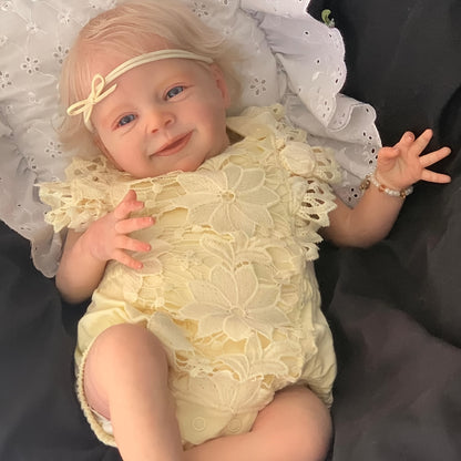 Blonde Hair Reborn Baby Doll 19 Inch Soft Vinyl Body Hand-Rooted Hair Lifelike Newborn Boy Sebastian with Pacifier Bottle Birth Certificate – Realistic Baby Doll Gift for Kids Ages 3-6 Birthday Christmas
