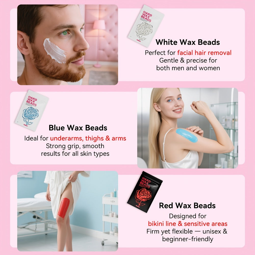 Wax Hair Removal Kit Digital Wax Pot with 6 Wax Bead Packets — Smart Temperature Control Salon-Grade Waxing Set for Body Bikini Face Legs Underarms, At-Home Waxing for Women & Men, Purple & White
