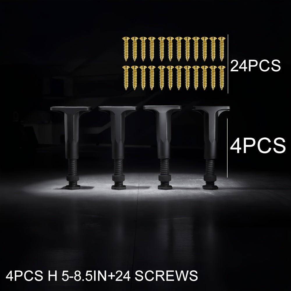 Bed Frame Support Legs shown in the 4PCS H 5-8.5in+24 Screws option