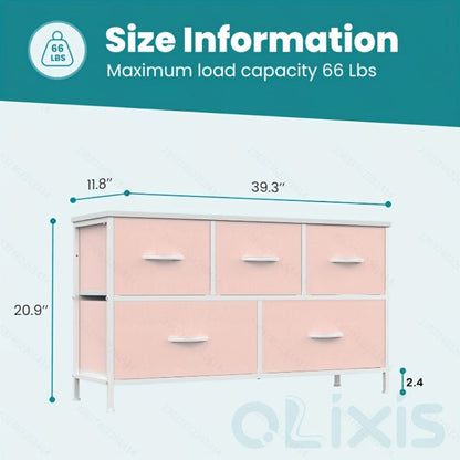 5-Drawer Fabric Dresser with Storage Drawers and Multiple Color Options detail image - detail view 4