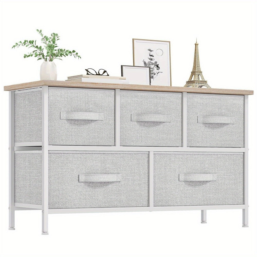 5-Drawer Fabric Dresser with Storage Drawers and Multiple Color Options detail image - detail view 6