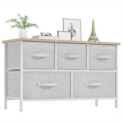 5-Drawer Fabric Dresser with Storage Drawers and Multiple Color Options detail image - detail view 6