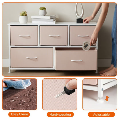 5-Drawer Fabric Dresser with Storage Drawers and Multiple Color Options detail image - detail view 7