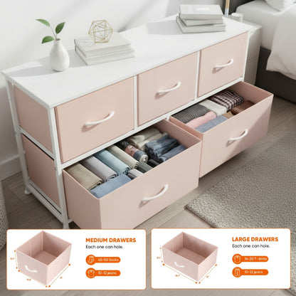 5-Drawer Fabric Dresser with Storage Drawers and Multiple Color Options detail image - detail view 9