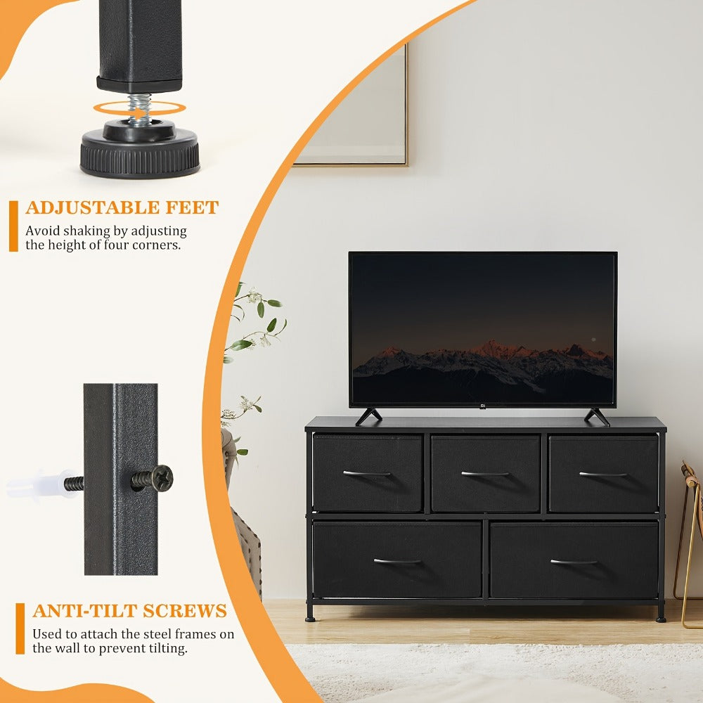 5-Drawer Metal Dresser with Multiple Color Options for Bedroom detail image - detail view 10