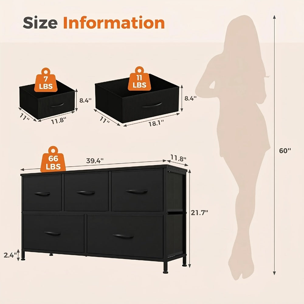5-Drawer Metal Dresser with Multiple Color Options for Bedroom detail image
