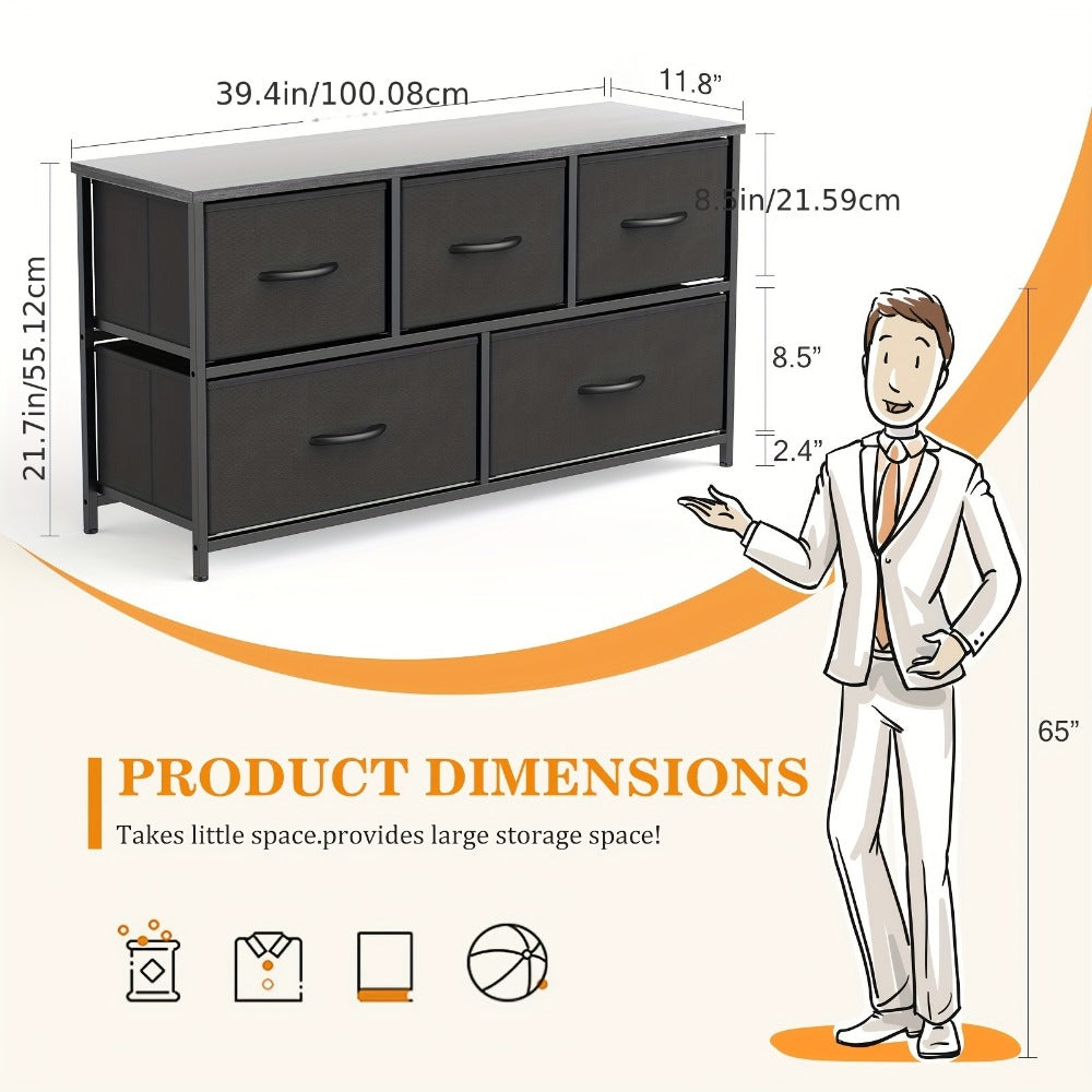 5-Drawer Metal Dresser with Multiple Color Options for Bedroom detail image - detail view 4