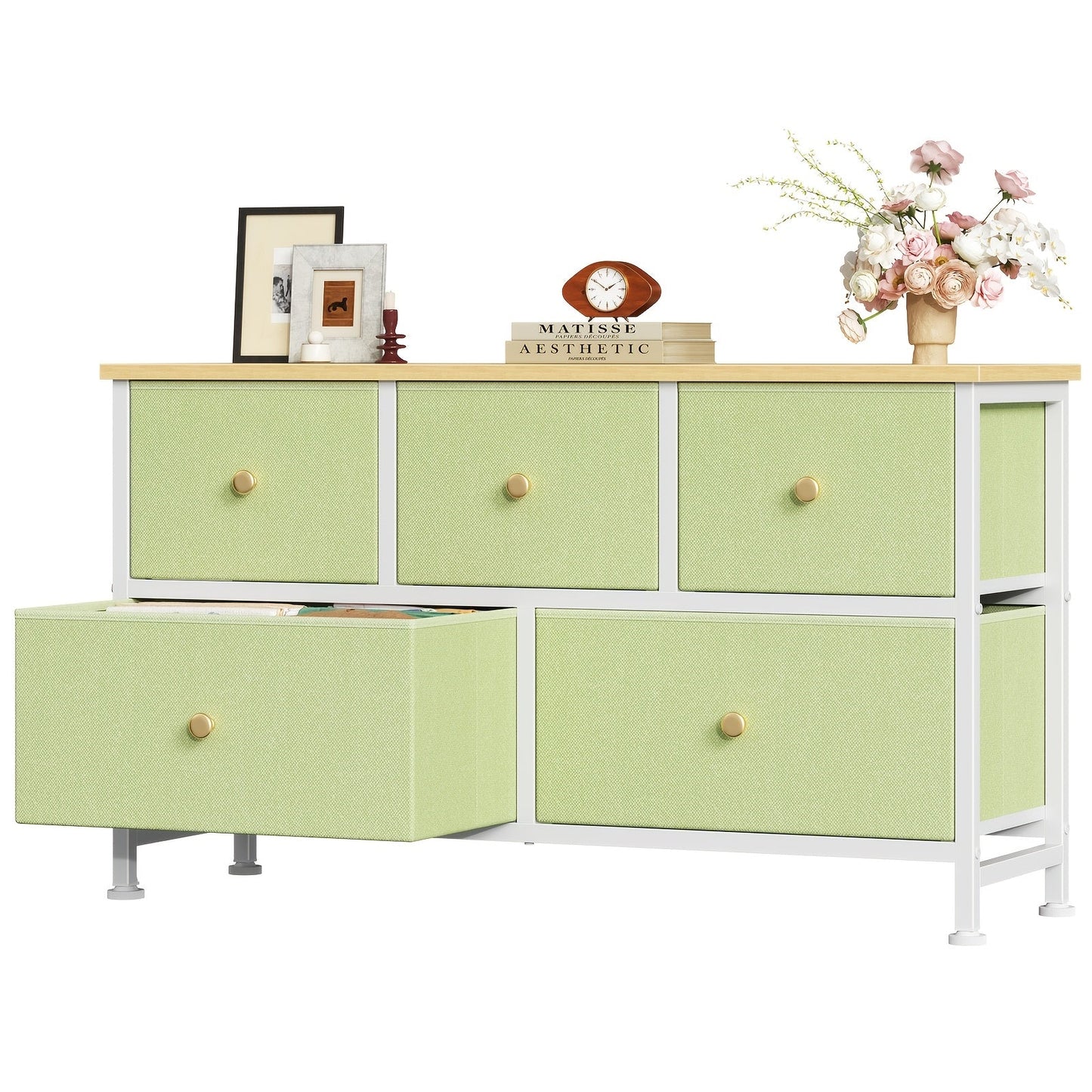 Dresser shown in the Light Green - 5 Drawer option